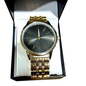 INC Mens Gold Tone Watch NWT